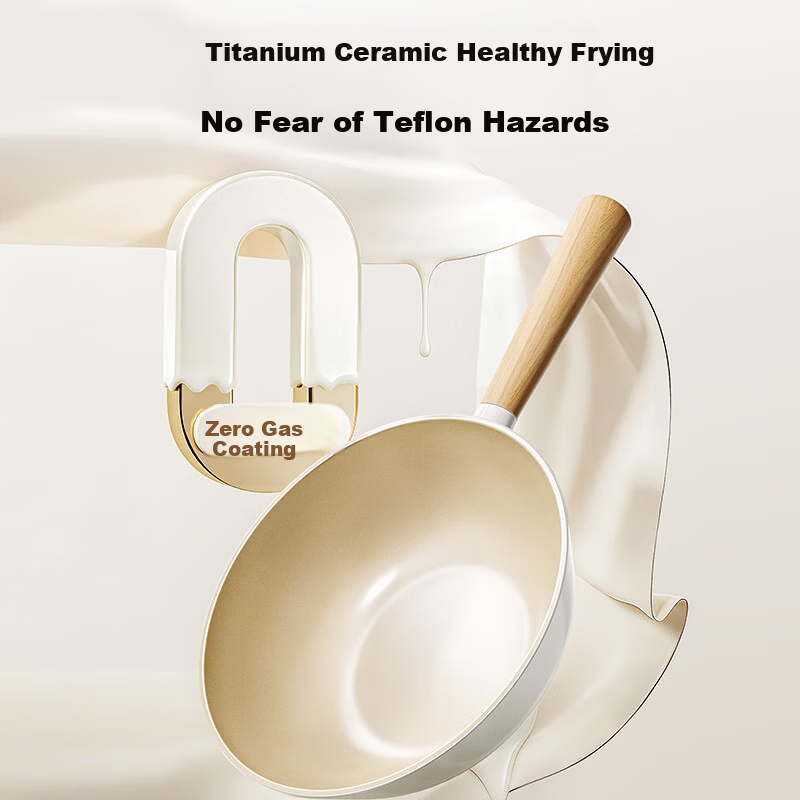 Midea Non-Stick Titanium Ceramic Frying Pan for Home Cooking, Low Oil Smoke, Compatible with Gas Stove and Induction Cooker