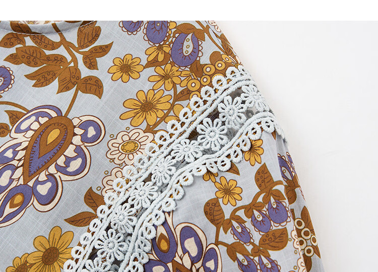 Demana [Pure Cotton Slub Texture] Summer Urban Romantic Printed Lace Ribbon Loose Slim Shirt for Women High-End Feel 6