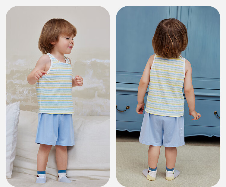 Minibala 2-Pack Kids Boys Girls Cotton Mesh Breathable Ocean Style Tank Tops Summer 2026 16