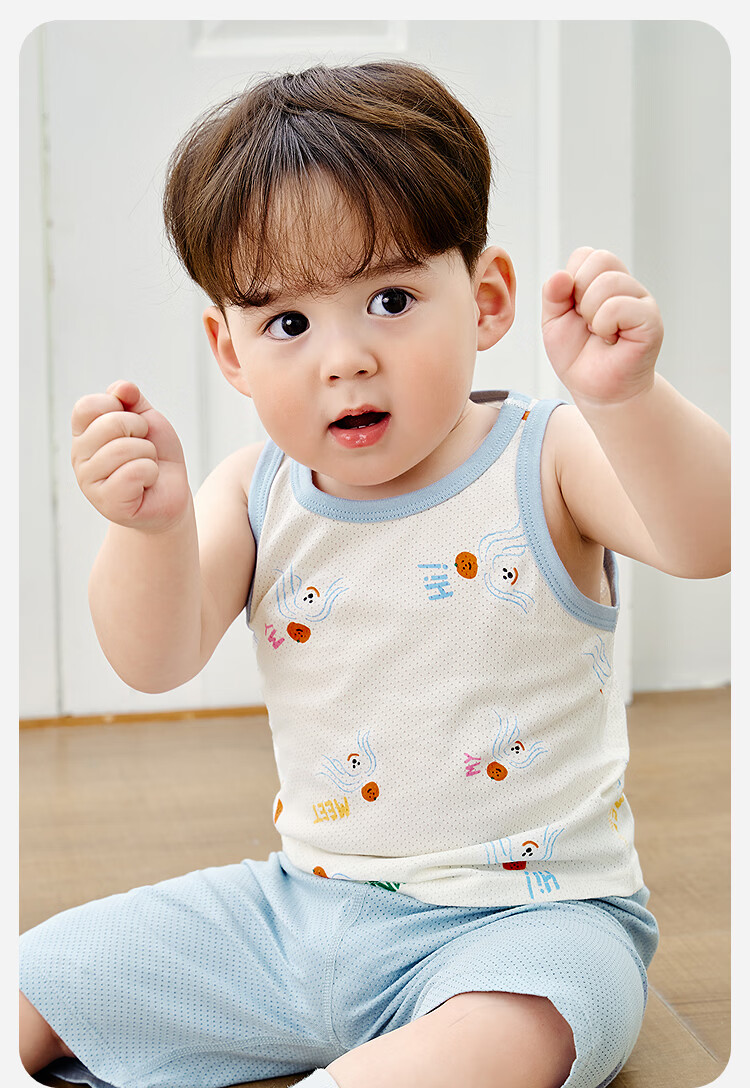 Minibala 2-Pack Kids Boys Girls Cotton Mesh Breathable Ocean Style Tank Tops Summer 2026 17