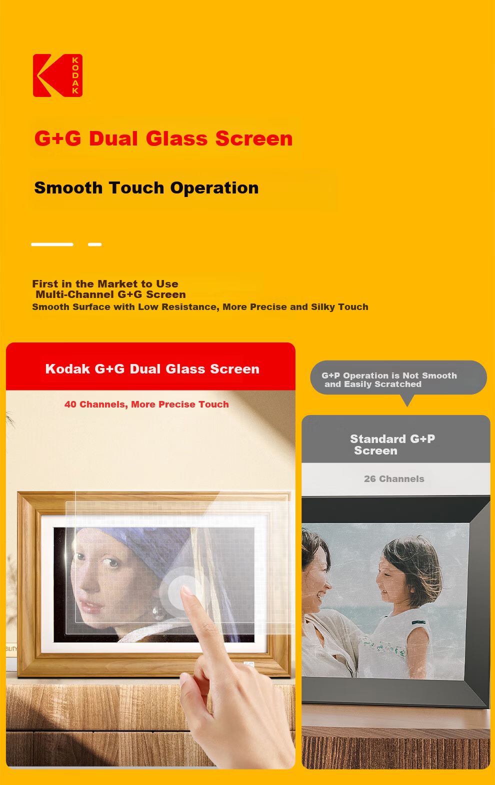 KODAK 141 Digital Photo Frame 14.1-inch HD Touchscreen Photo and Video Player Natural Wood Color 6