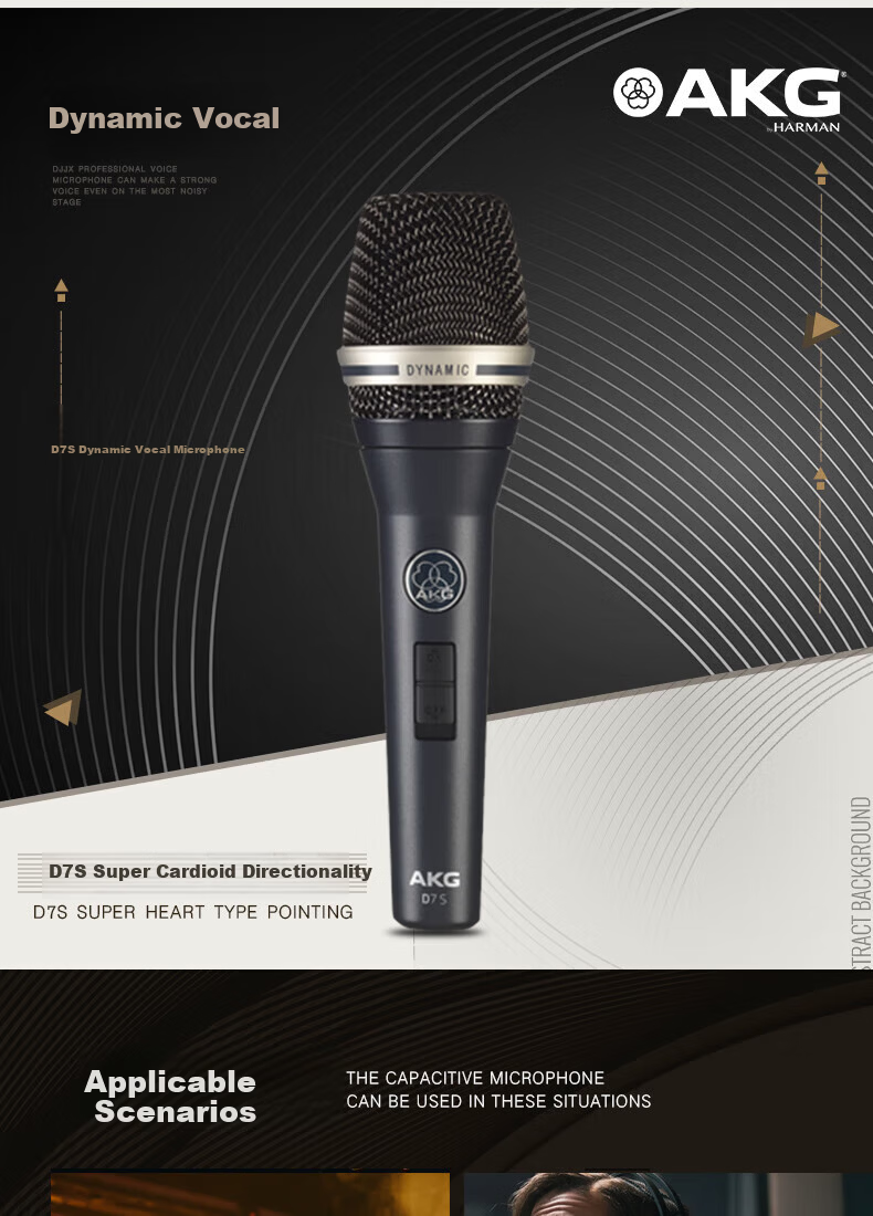 AKG D5 Professional Dynamic Microphone Wired Vocal Microphone for Home Karaoke, Singing, Live Performance, Stage, Recording, Hosting, Choir 2