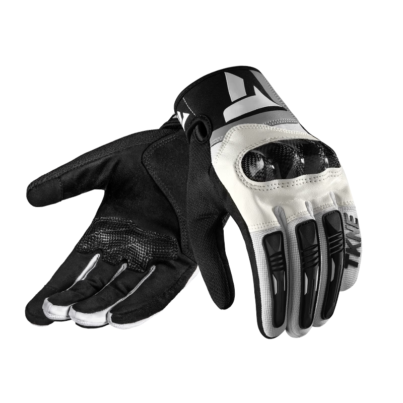 TKNE Summer Motorcycle Gloves Carbon Fiber Anti-Fall Breathable White Four Seasons Edition [Carbon Fiber Protective Shell] 2XL