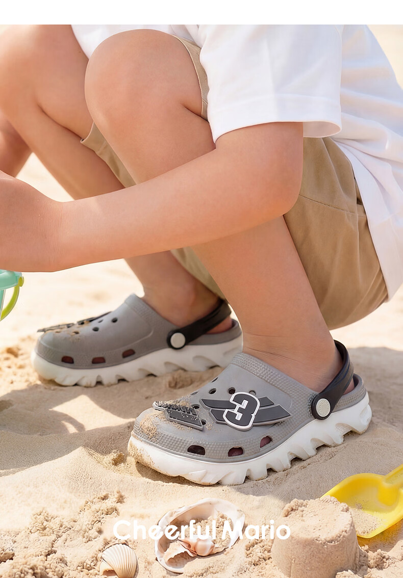 Cheerful Mario Kids Hole Shoes Girls Summer 2026 New EVA Beach Slippers Big Kids Parent-Child Outdoor Sandals 15