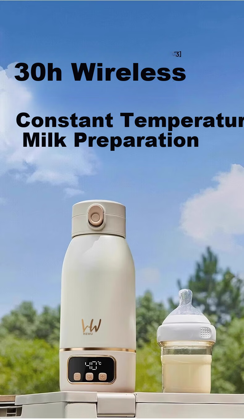 HeWu Wireless Portable Thermostatic Cup Thermostatic Kettle Baby Travel Milk Frother Water Boiling Cup Milk Warmer Fast Charging Set 12