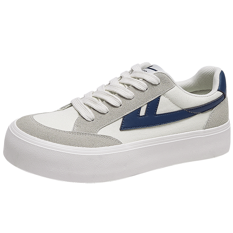 Warrior Men's Canvas Low-Top Sneakers Thick Sole Height Increasing Casual Sports Shoes 872 Beige Gray Dark Blue Size 43