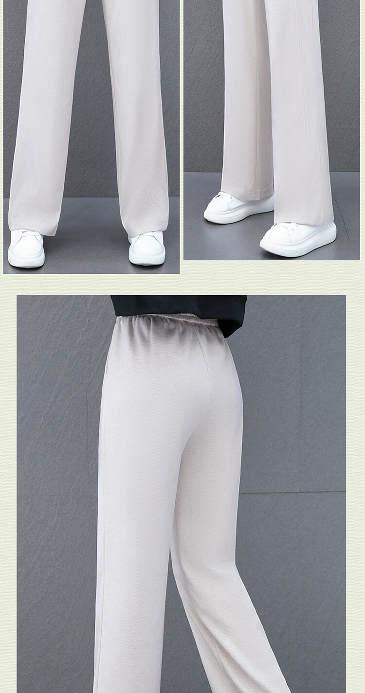 La Chapelle Women's Straight Casual Pants Spring Summer New Loose Slim Wide Leg Trousers Petite Height Enhancing Long Pants Dark Gray 2XL 13