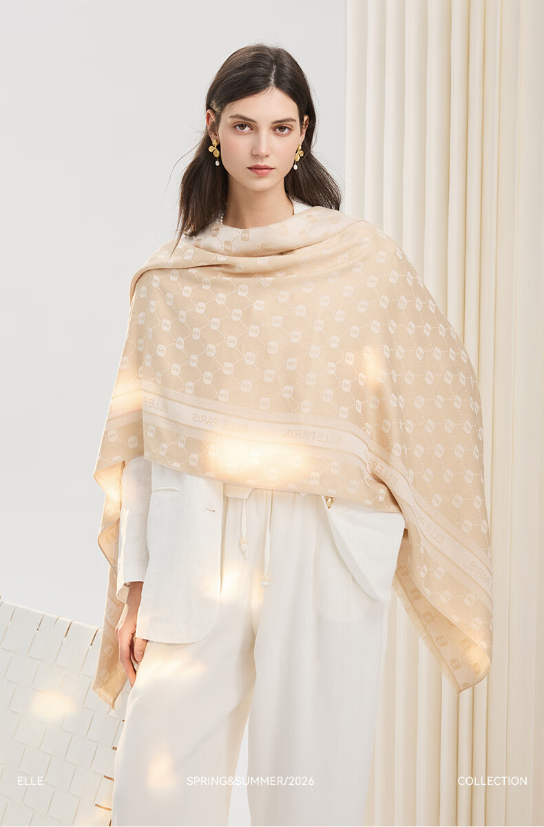 ELLE Women's Summer Office Air-Conditioned Room Warmth Shawl with Mulberry Silk Large Size Gift Box Scarf 2