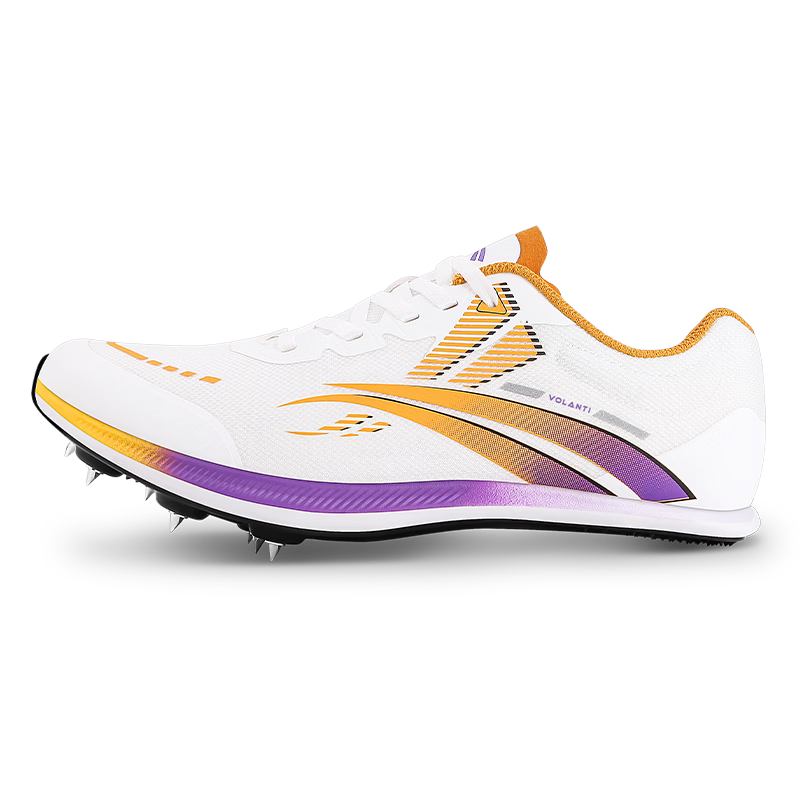 Wolandi 911 Black Lightning Spike Shoes Thick Sole Sprint Track and Field Spikes Physical Test Long Jump Competition White Purple Size 42