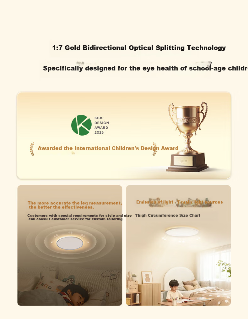 Lipro Children's Eye Protection Ceiling Light Full Spectrum Minimalist Bedroom Lamp Kids Light Yuetong 65W New National Standard Installation Included 2