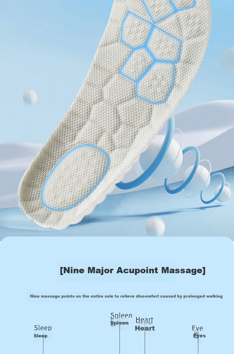 FOOTOPPO High-Elastic Air Cushion Sports Insoles for Men, Shock-Absorbing, Soft And Bouncy, Breathable, Long-Standing, Anti-Foot Pain, Ultra-Soft Basketball Insoles, Thickened 11