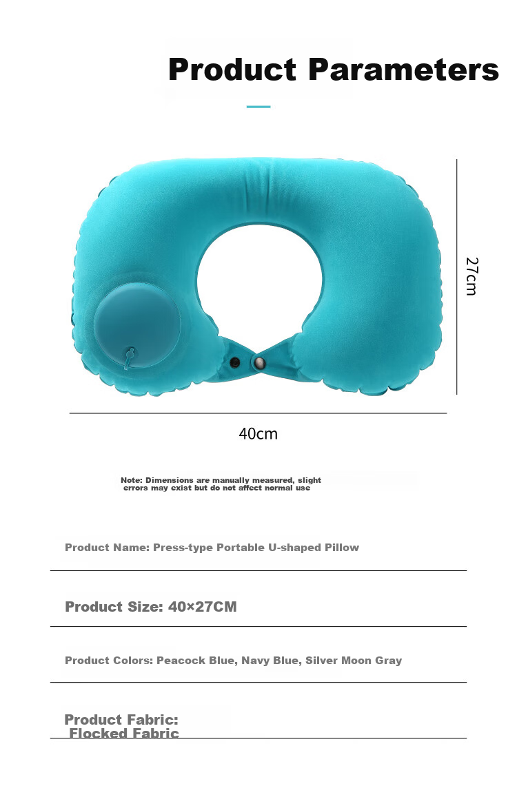 Kelorock Inflatable U-Shaped Travel Pillow Press-to-Inflate Portable Neck Pillow for Airplane High-Speed Train Sleep Support 11