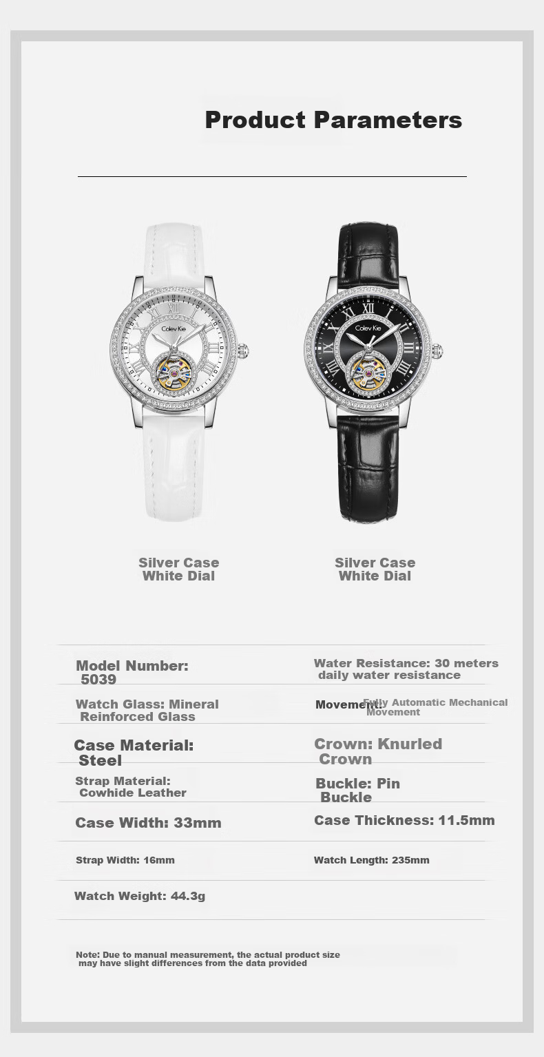 Colevkie Women's Mechanical Watch New Luxury Brand Top Ten Boutique High-End Birthday Gift for Women 12