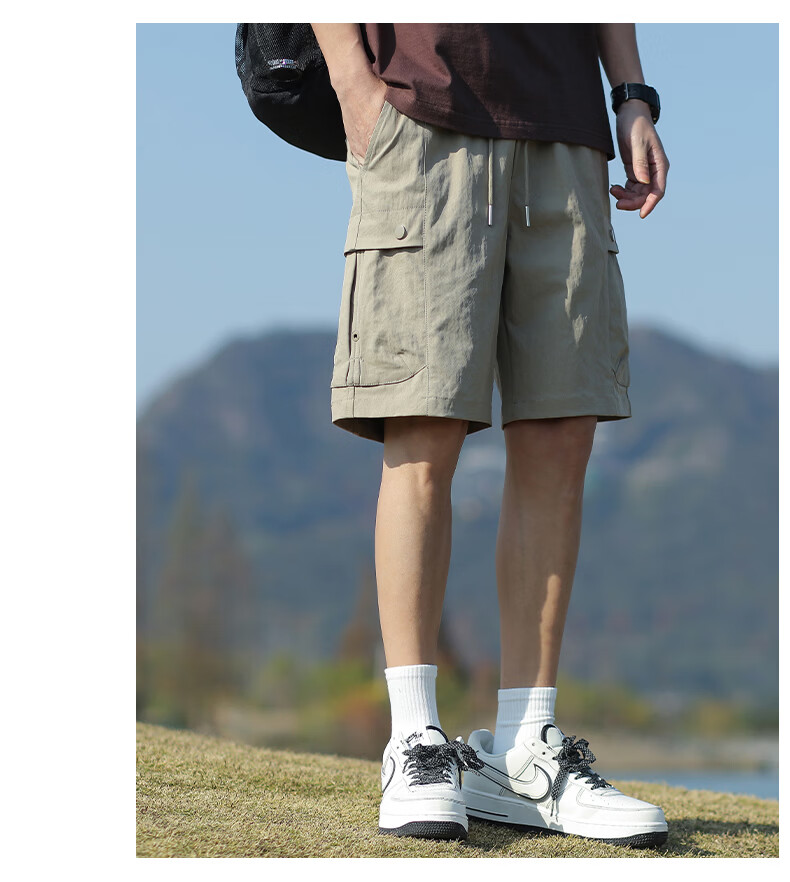 JEEP Men's Summer Workwear Cargo Shorts Loose Fit Casual Black M 7