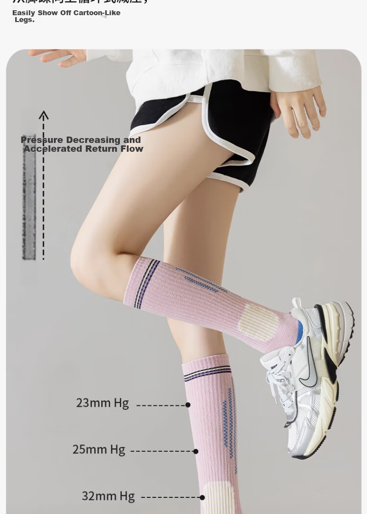 XUEXIMAN Compression Calf Socks Pressure Sports Slimming Leg Cycling Hiking Tennis Running Fitness Yoga Mid-Calf Socks 3