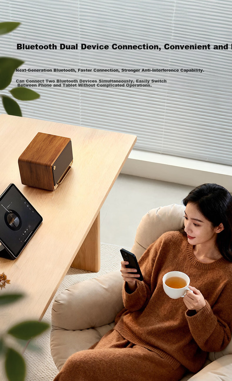 EDIFIER M330 II Retro Desktop Bluetooth Speaker High Power Wireless Portable Home Audio Integrated Artistic Speaker Black Walnut 10
