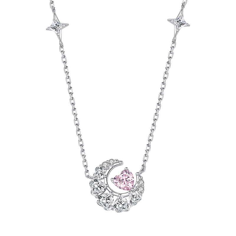 Fanci Dream Moon Necklace for Women, Silver Blue, Elegant Luxury Birthday Gift for Girlfriend