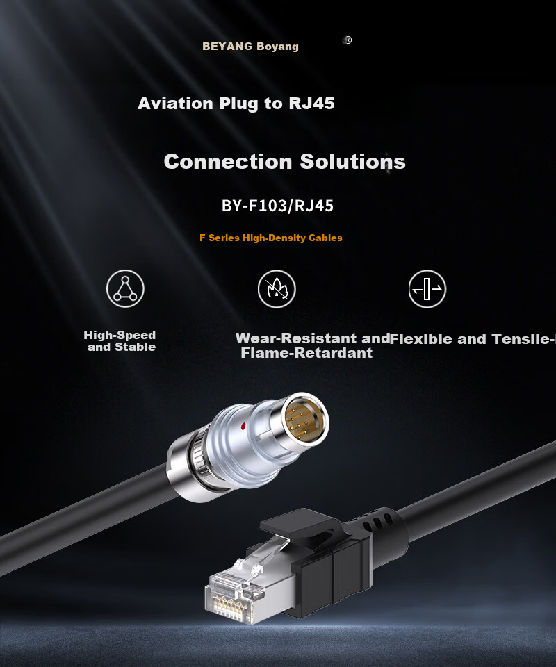 BOYANG BY-F102/USB 4-Pin Aviation Plug to USB Connector 0.3m F-Series High-Density Electrical Connector Supports Quick Lock Blind Mating Compatible with F102T03J053 1