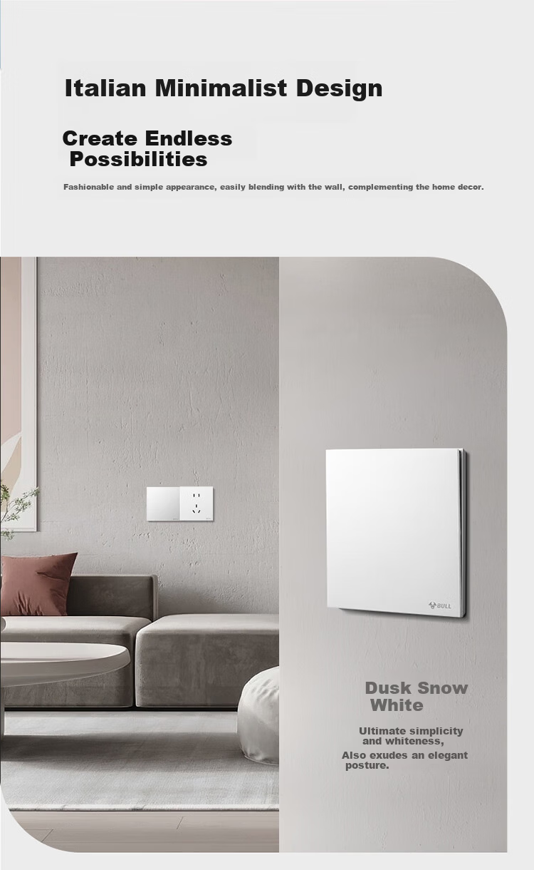 BULL Switch Socket G57 Butterfly Ultra-Thin Series Two-Gang Multi-Control Large Panel Switch G57K214 Ink Cloud Gray 6
