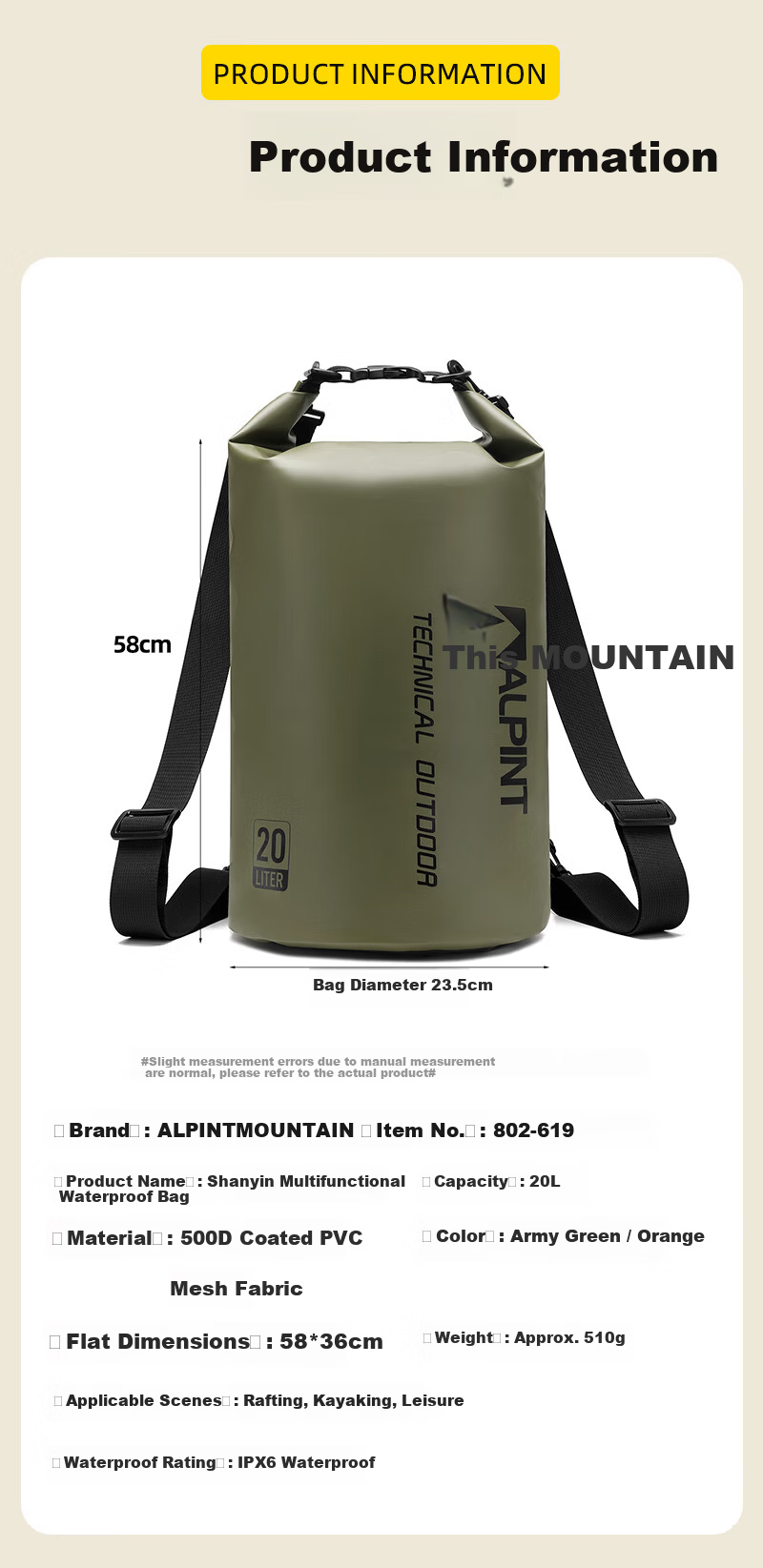 ALPINT MOUNTAIN Waterproof Multifunctional Backpack with Wet and Dry Separation for Outdoor Diving Snorkeling Swimming Creek Hiking Rafting 11