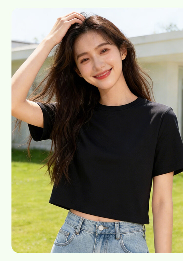 Yiershuang 100% Cotton Short Women's Basic T-Shirt Loose Fit Short Sleeve Top 13