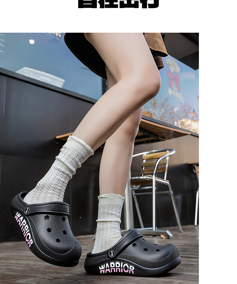 Warrior Official Women's Hollow Shoes 2026 Summer New Outdoor Creek Shoes Black Size 37 11
