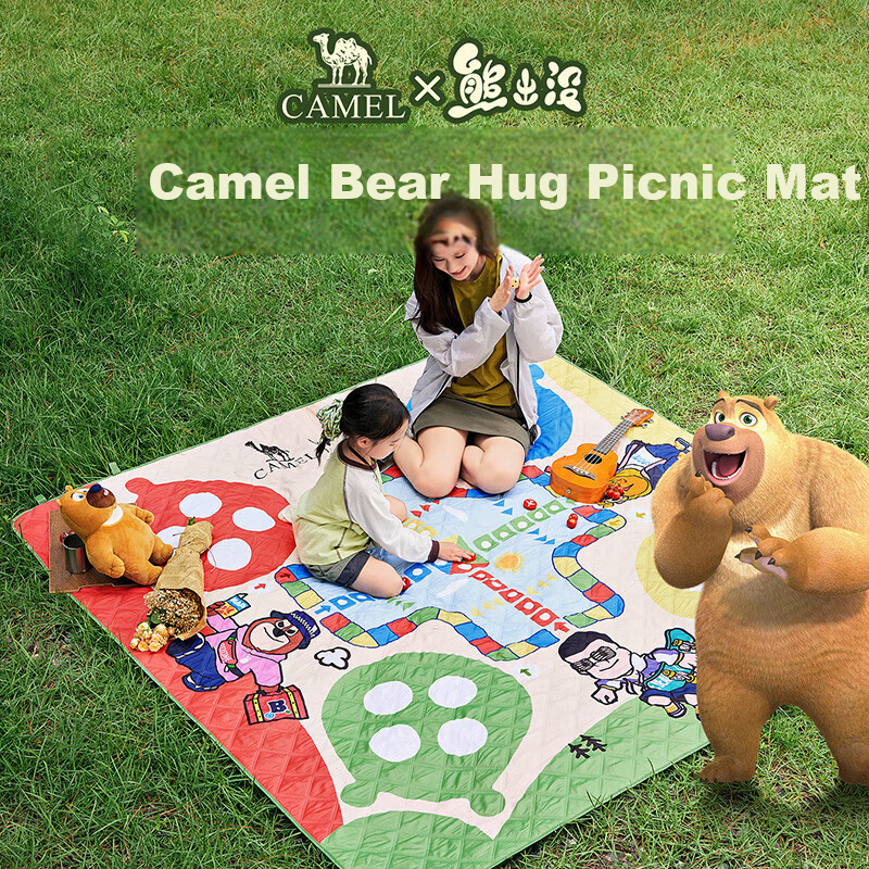 CAMEL × Boonie Bears Outdoor Picnic Mat Waterproof Thickened Camping Moisture-Proof Seat Cushion Ground Mat