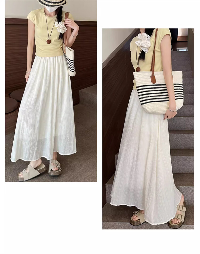 Langsha Green High-Waist A-Line Flared Midi Skirt for Women Summer 2026 New Slim Fairy Tulle Skirt 24