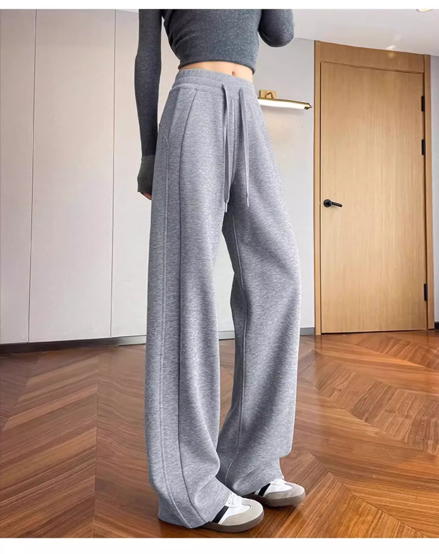 La Chapelle Women's Narrow Fit Sports Pants Spring Thin Wide Leg Casual Pants Summer Straight Leg Sweatpants White Gray 4XL 18
