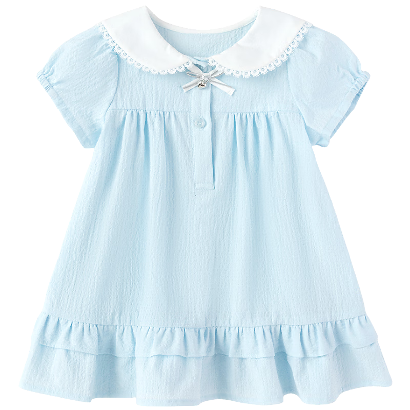Balabala Baby Dress Children's Dress 2026 New Summer Girls Baby Artistic College Style Cute Doll Collar