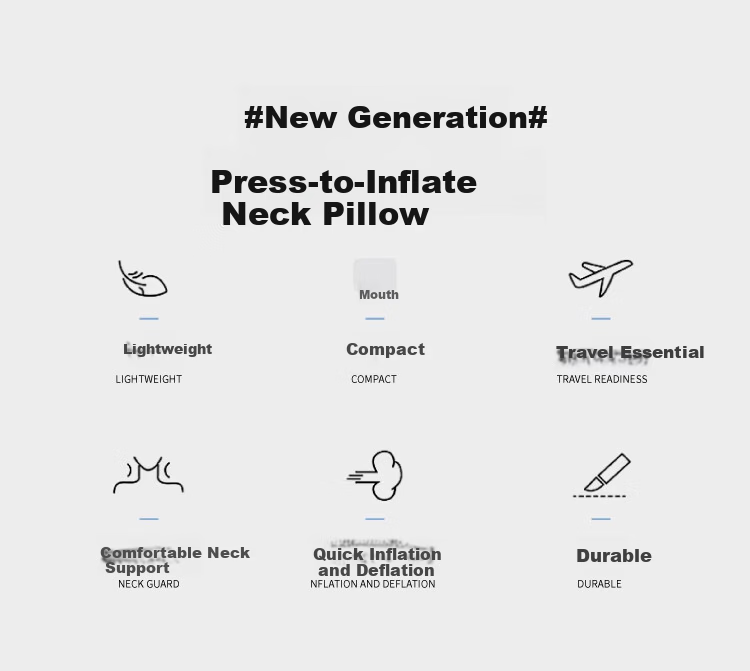 Kelorock Inflatable U-Shaped Travel Pillow Press-to-Inflate Portable Neck Pillow for Airplane High-Speed Train Sleep Support 2