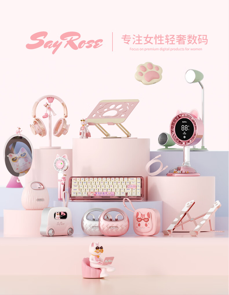 SayRose Gift Notebook Stand Laptop Stand Flexible Cute Cat Paw Adjustable Hover Stand 360° Rotating Cooler Riser Cat Paw Stand Birthday Gift 2