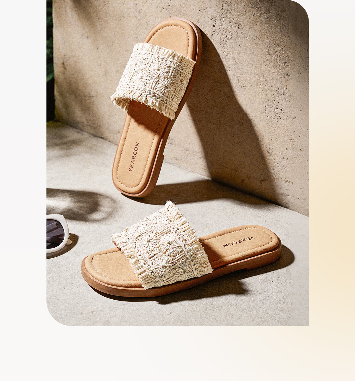 Eierkang Women's Woven Thin Sole Slide Sandals Vacation Casual Flat Slippers 29024W Off-White Size 38 3