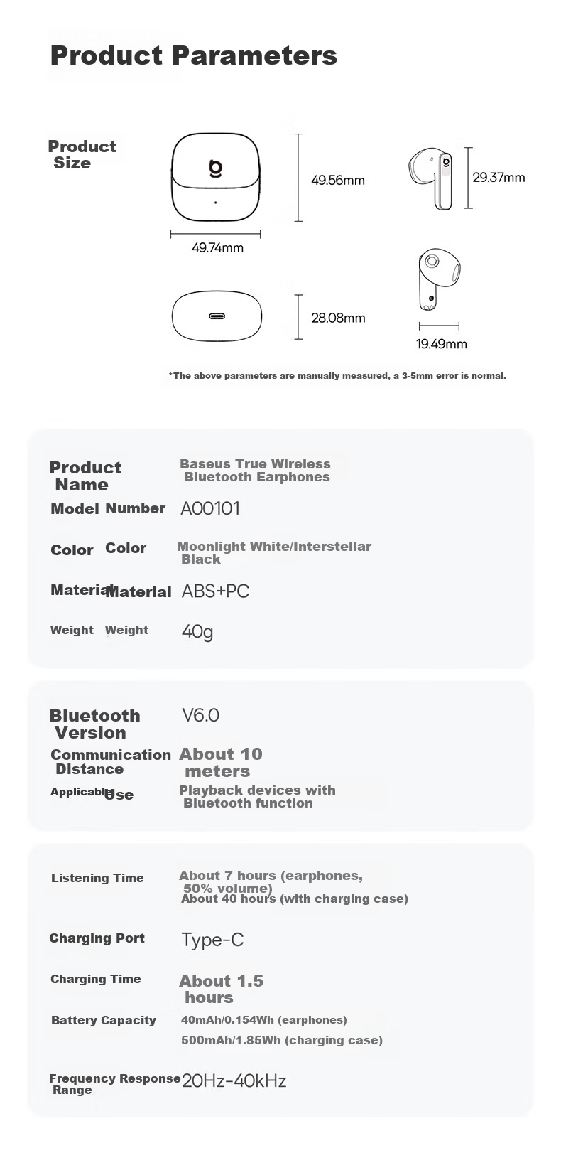 BASEUS BS1NC Semi-In-Ear Active Noise Cancelling AI Bluetooth Earphones Wireless 40H Long Battery Life Comfortable Earbuds for Apple Huawei Vivo Phones Gift 27