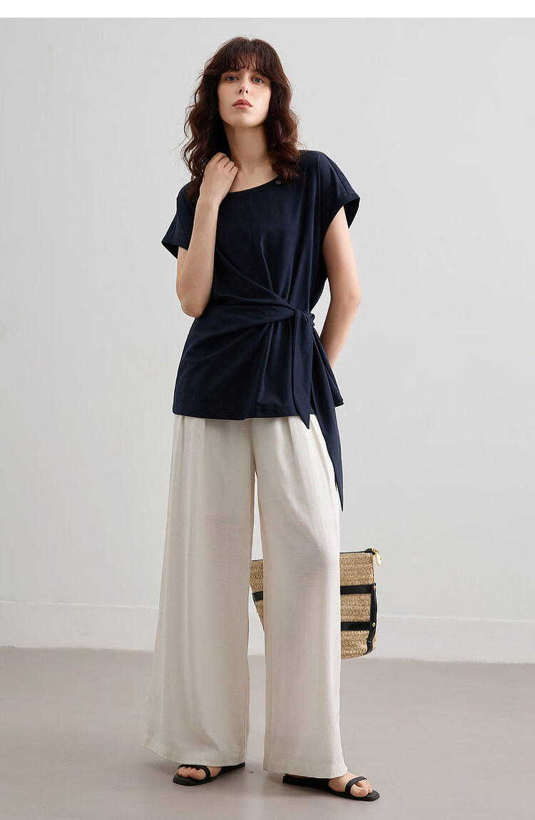 Demana [with Linen Lyocell] Summer Simple Commuter Draped Wide-Leg Pants Loose Slim Fit Versatile Women's Casual Trousers 20