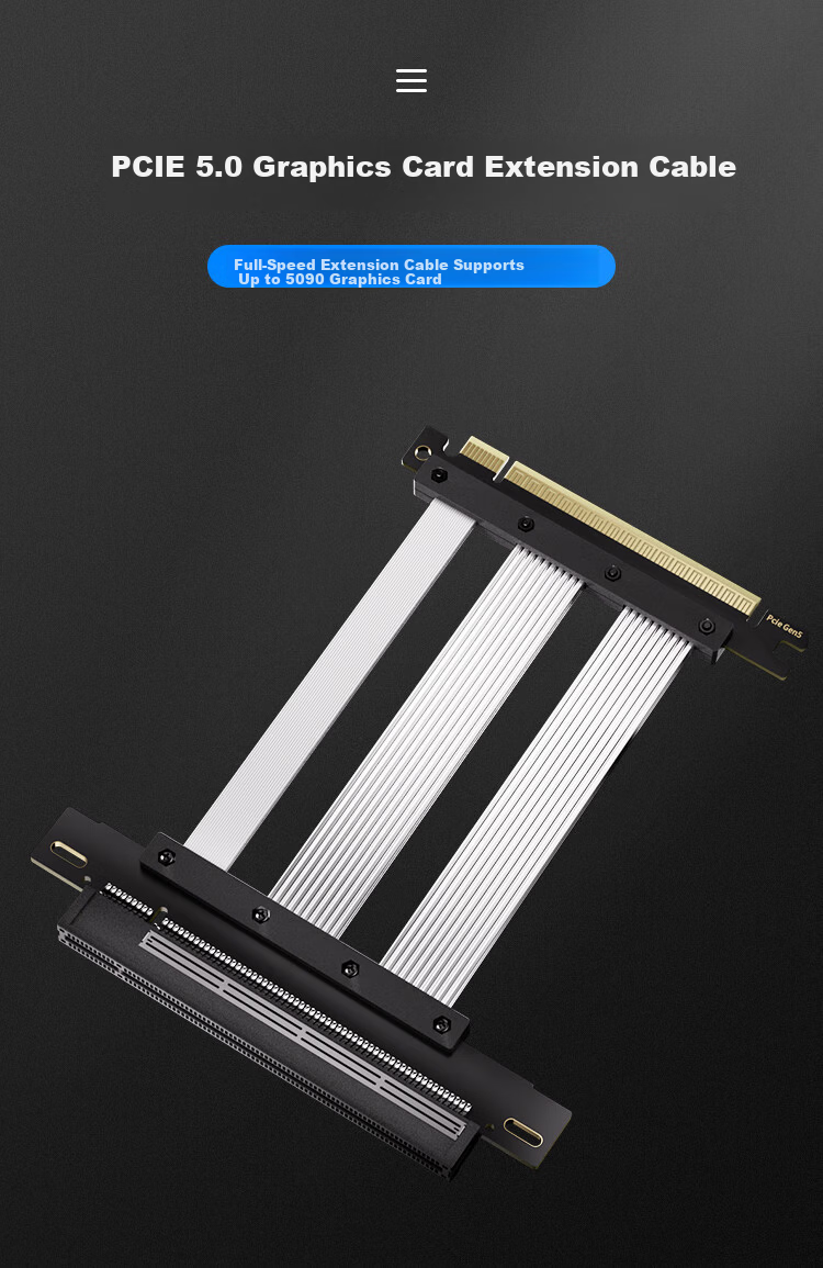 MOGE PCIE 4.0 Graphics Card Extension Cable, Adapter Cable, PCIE X16 to X16 Connection Cable, 180-Degree Vertical Installation, No Damage, 20CM, MC22324 1