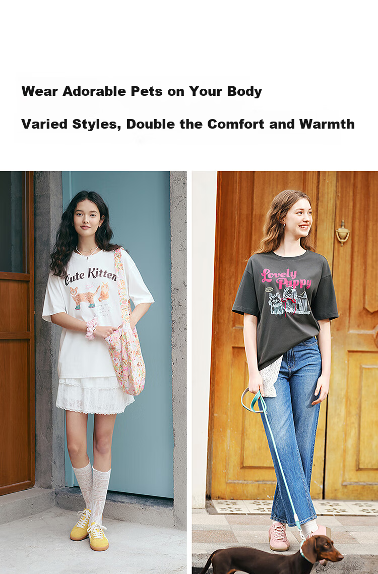 Semir Women's Short-Sleeve T-Shirt with Cute Pet Print, Moisture-Wicking Quick-Dry Pullover Top 109325100005 8