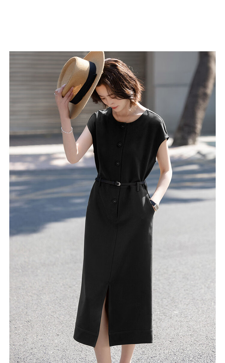 Demana Elegant Urban Summer Simple Style Raglan Sleeve Slim Waist Trench Coat Dress for Women High-End Feel 13