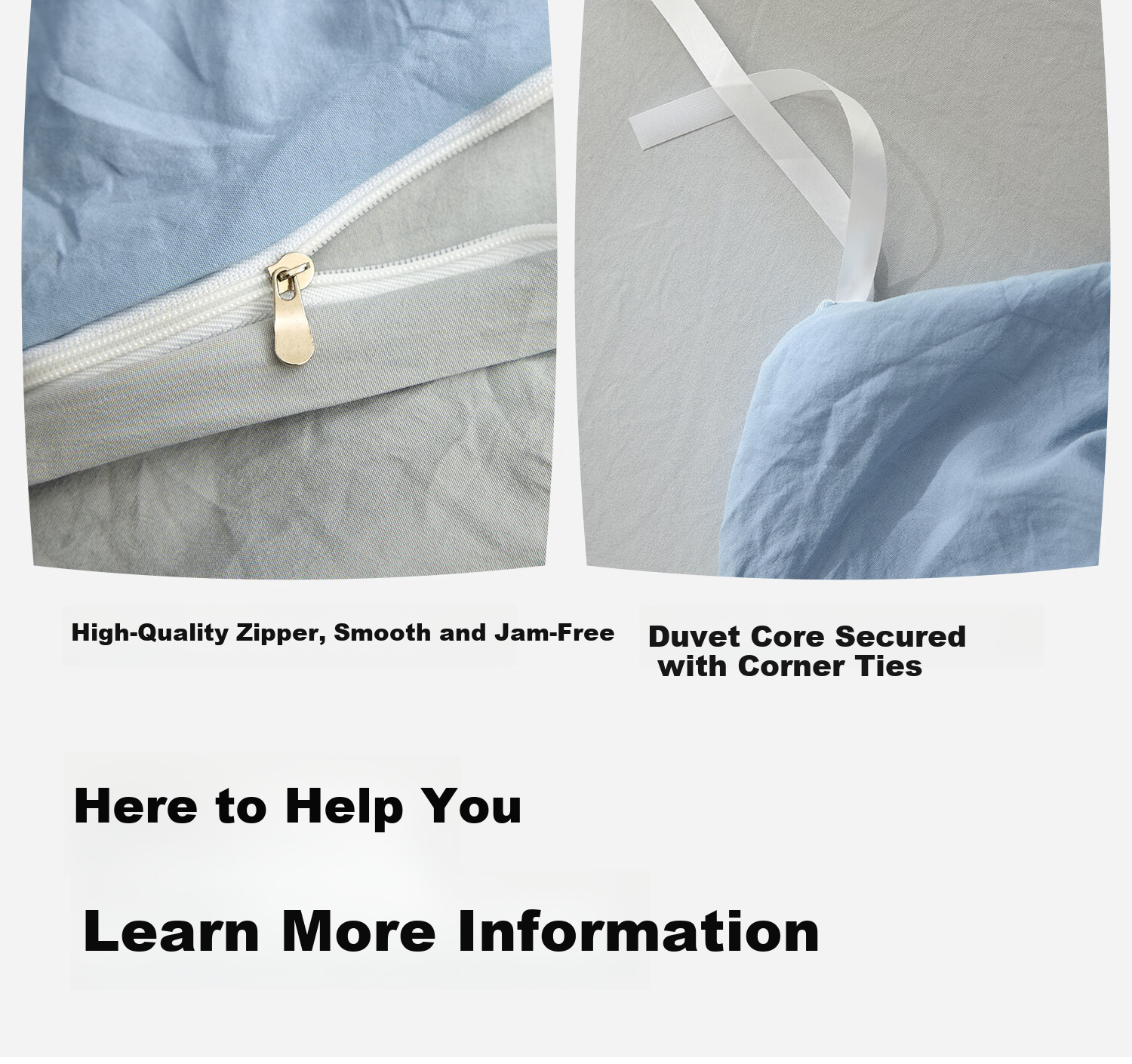 HLA Class A Antibacterial Washable Cotton Duvet Cover 1.5m x 2m Single Piece Bedding Skin-friendly Duvet Cover Sky Blue + Light Gray 17