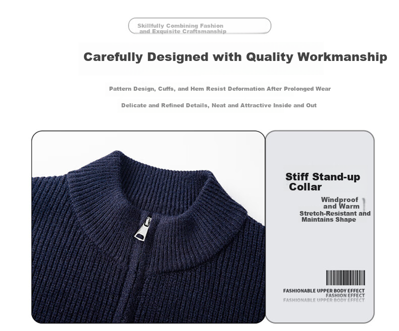 SNOOPY Men's Spring and Autumn Versatile Double Zipper Colorblock Knitted Sweater Thickened Outdoor Cardigan Jacket Fine Spun Gray XL 3