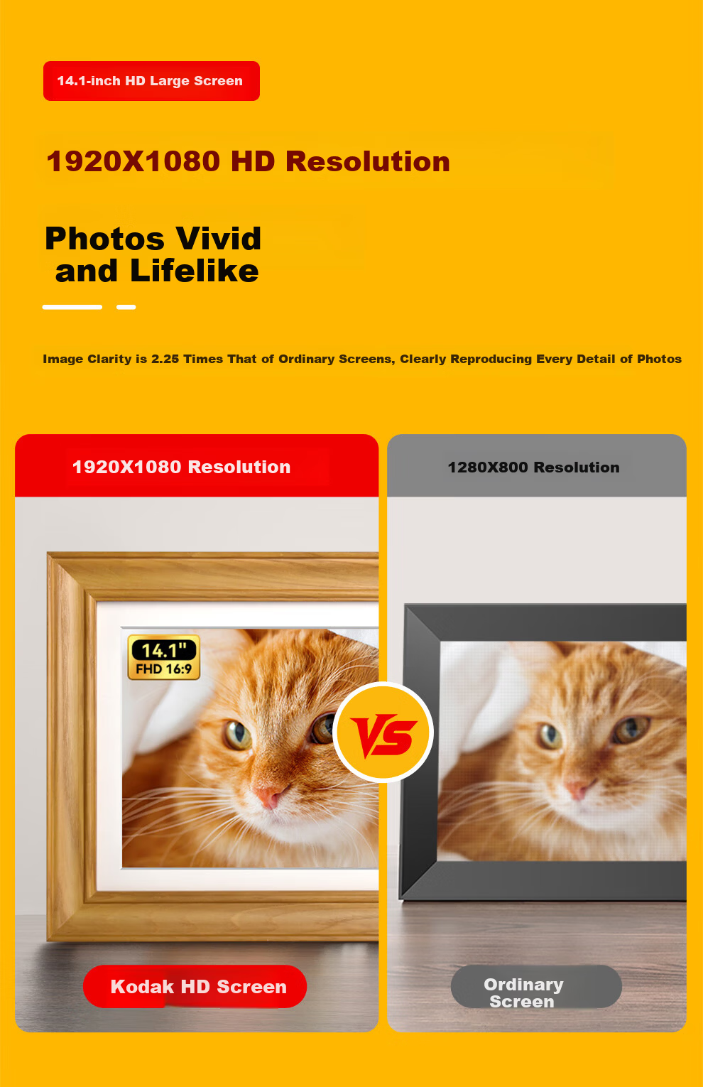 KODAK 141 Digital Photo Frame 14.1-inch HD Touchscreen Photo and Video Player Natural Wood Color 3