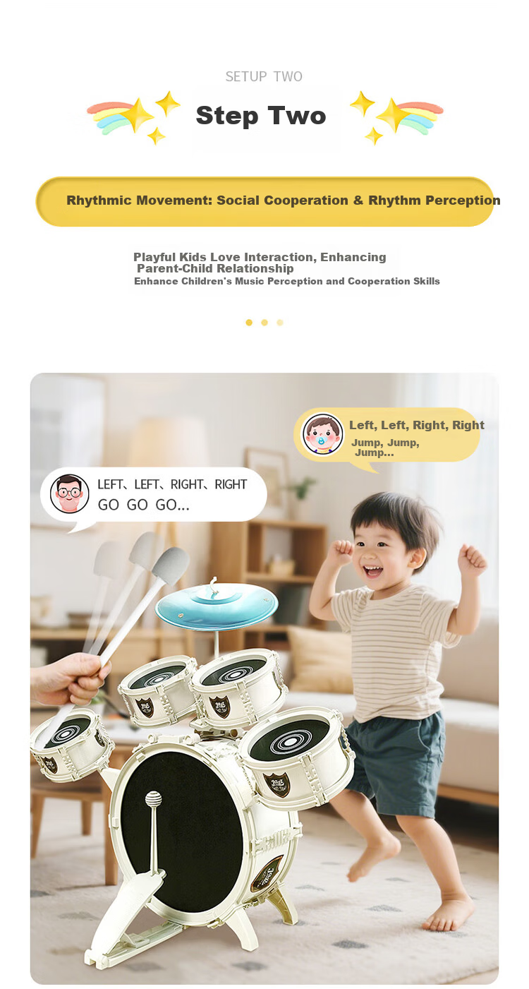 QIAO WA BAO BEI Children's Drum Set Jazz Drums Percussion Instrument for Ages 3-12, Home Practice Beginner Starter Kit Birthday Gift from 6 Brands 13