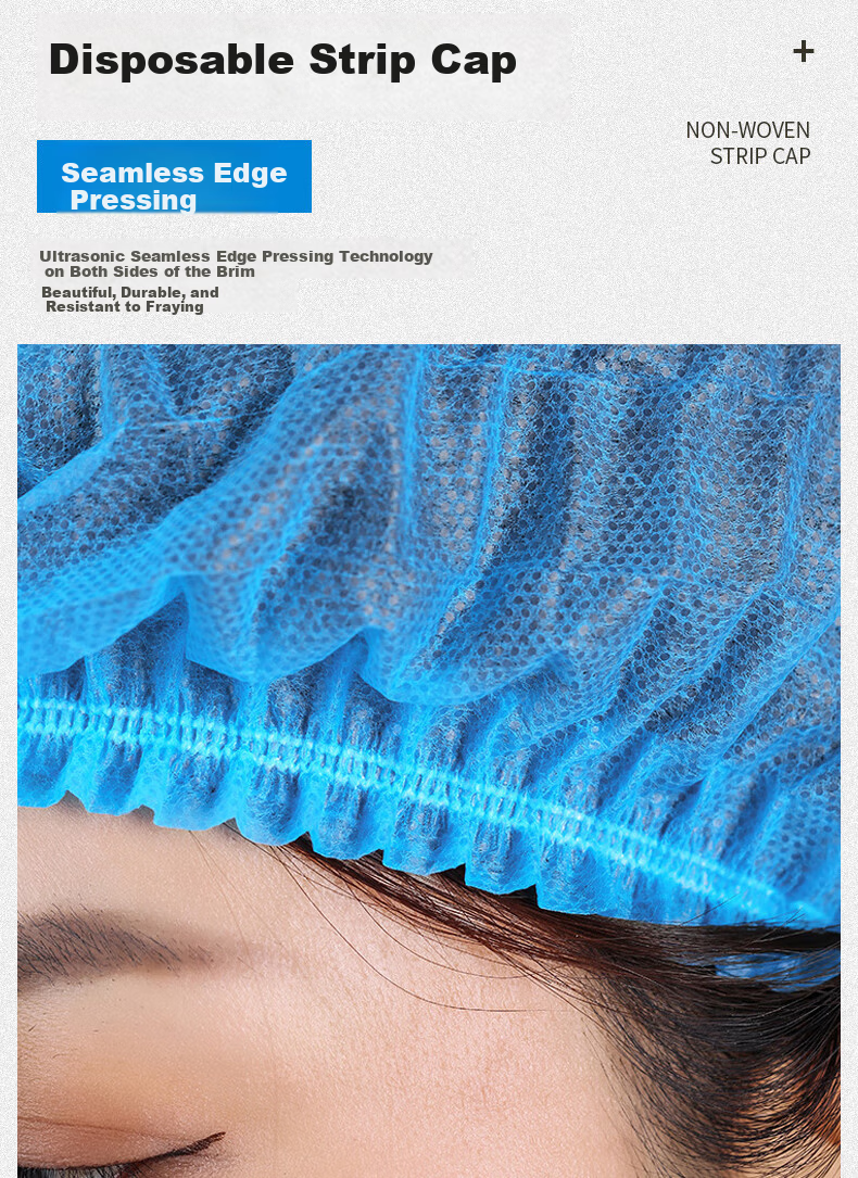 Huadun Disposable Head Cover Cap Mesh Cap Non-woven Dust-free Cap Catering Kitchen Dustproof Isolation Cap Blue 100pcs 5