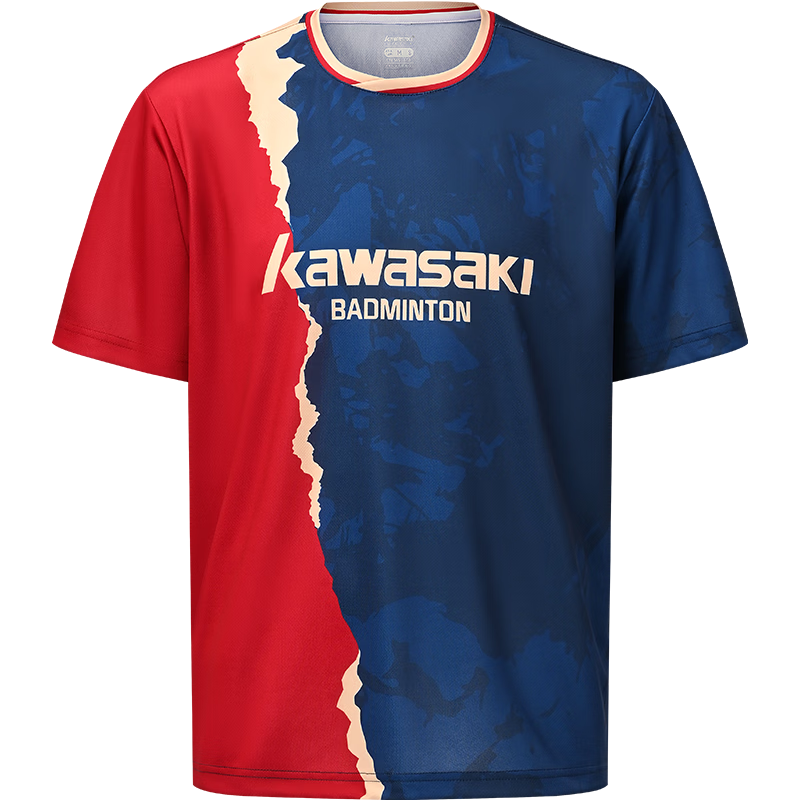 KAWASAKI Men's Badminton Shirt Short Sleeve T-Shirt Competition Training Navy Blue 2XL