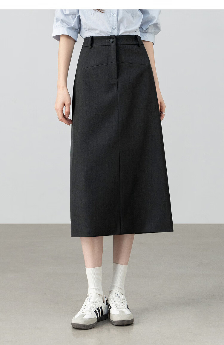 Shangdubila Intelligent Commuter Women's Spring Summer Curved Split Hem Slit Straight Suit Skirt High-End Mid-Length 16
