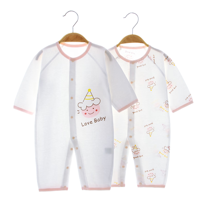 Qiaojiaoya Infant Clothes, Newborn Summer Thin Onesie, Pure Cotton Summer Romper, Full Moon Baby Sleepwear for Boys And Girls, Size 66