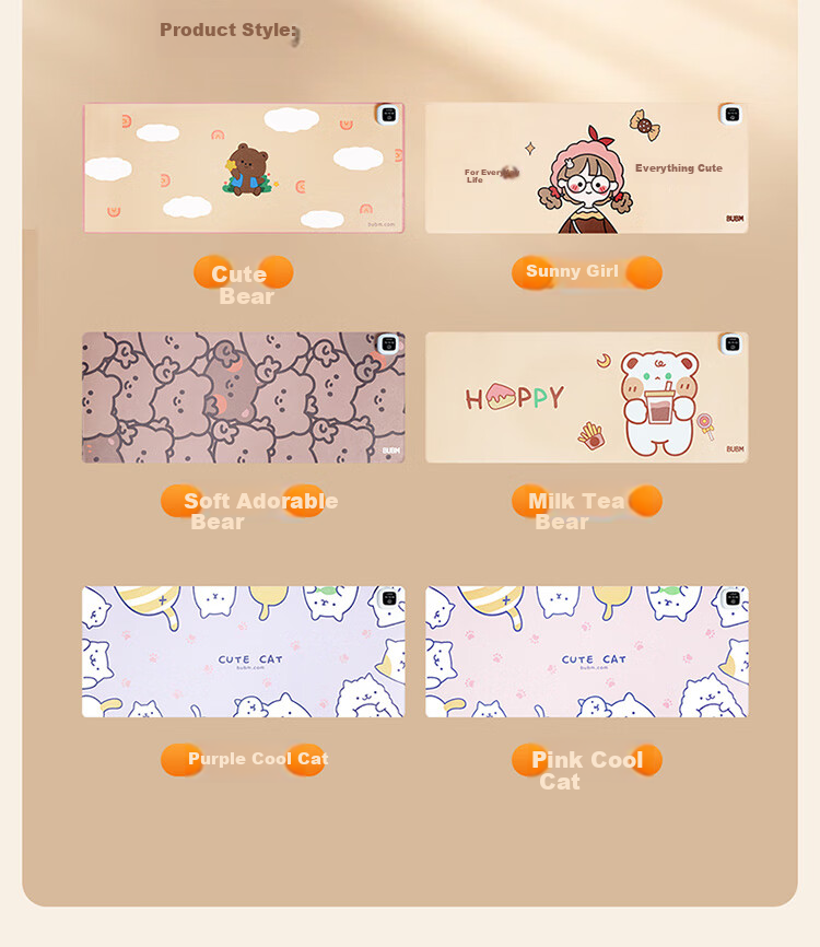 BUBM Heated Mouse Pad Warm Hand Desk Mat Fast Heating Desk Mat Writing Office Computer Desktop Extra Large Electric Heated Mouse Pad 60*36cm Cute Bear Design 7