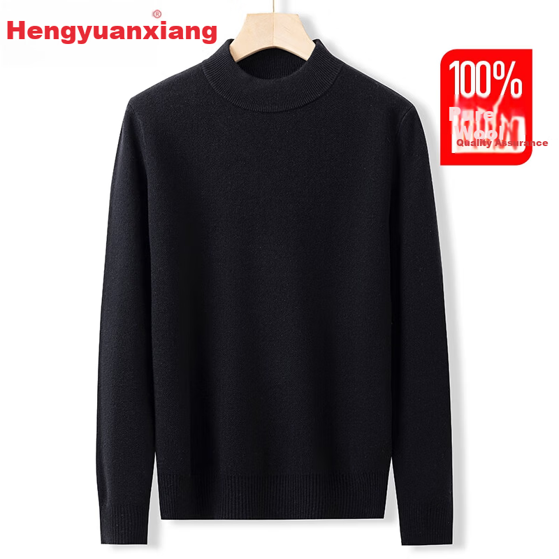 Hengyuanxiang 100% Pure Wool Women's Thick Half Turtleneck Loose Fit Base Layer Winter Fashion Knit Sweater Top 11