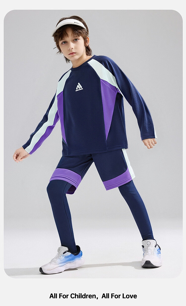 ASK JUNIOR Kids Set 2026 Spring Boys Long Sleeve T-Shirt and Casual Pants Sportswear Navy Blue 160 9