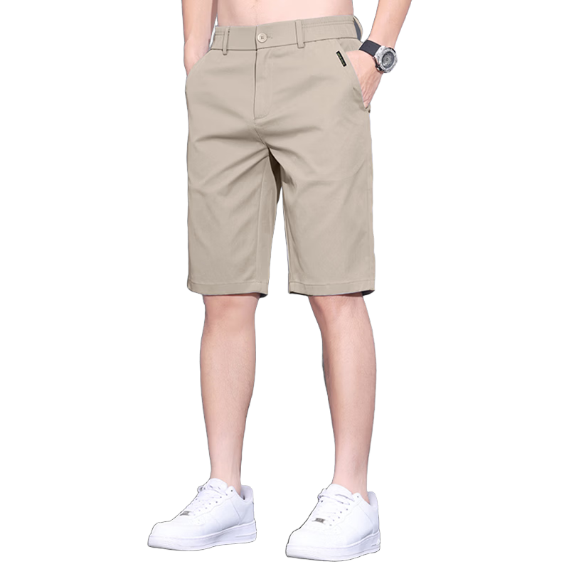 JEEP Men's Summer Lightweight Breathable Ice Silk Casual Loose Straight-Fit Khaki Shorts Size 36